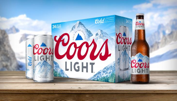 Coors Light S New Packaging Features Brighter Skies Updated Mountain Icon Molson Coors Beer Beyond