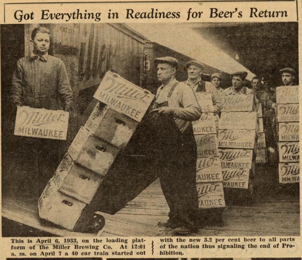 Miller Brewing Company (now part of MillerCoors) was definitely ready for the return of beer at 12:01AM on April 7, 1933.