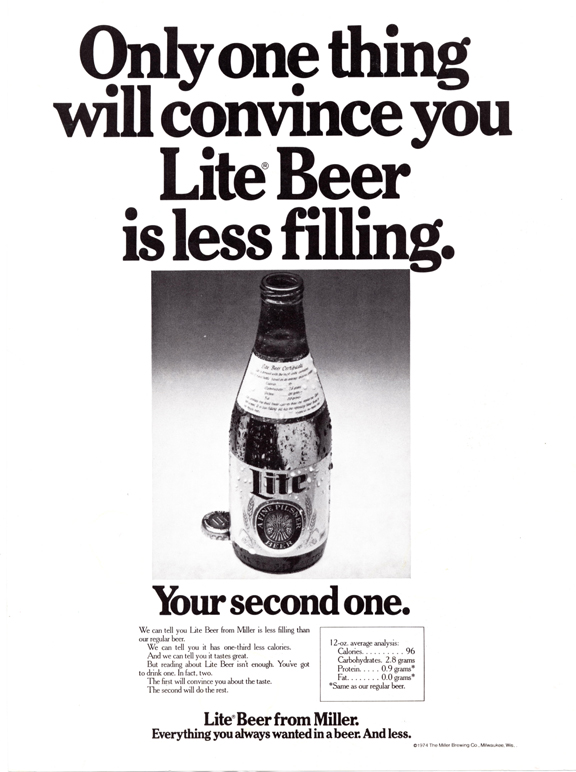 1974 Lite ad- MillerCoors Milwaukee Archives_sized