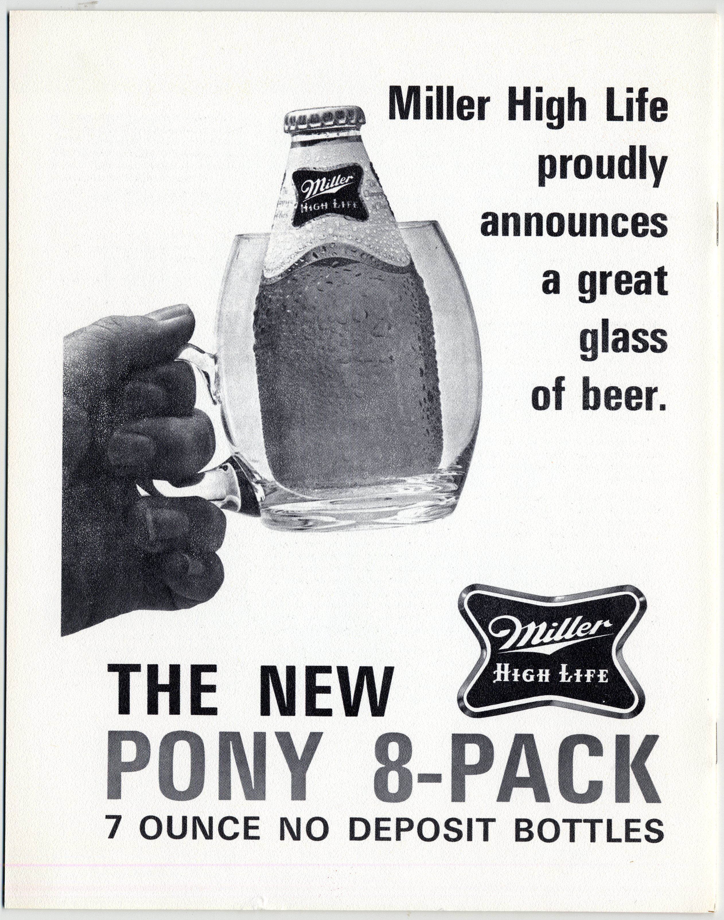 Miller High Life pony bottles ad 1972